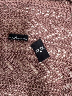 Moda International Women's Dusty Rose Open-Knit Cotton Cardigan